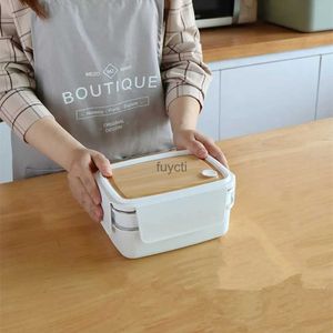 Bento Boxes 1.4L Double Layer 304 Stainless Steel Insulated Lunch Box Japanese Style Thermal Bento Box With Compartment Leakproof For Office YQ240105