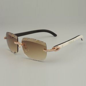 2019 new best-selling natural mixed horn sunglasses, unique design diamond sunglasses 8300756-B engraving lens size: 56-18-140mm