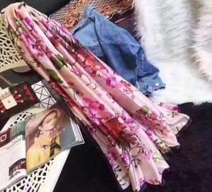 Halsdukar mode kvinnor blomma blommor tryckning silkes halsduk lång mjuk wrap sjal strand bandana hijab7453542