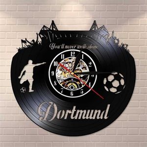 Relógio de parede do horizonte da cidade de Dortmund, relógio de parede dos estados alemães, estádio de futebol, arte de parede, registro de vinil, Y200109184G