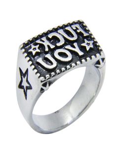5pcslot New FK YOU Star Ring 316L Stainless Steel Fashion Jewelry Popular Biker Hip Style1508804