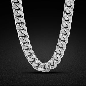 925 Sterling Silver Cuban Chain Necklace 10mm Wide Long Hip Hop for Women Men on Neck Fashion Jewelry Gift Accessories Choker 240104