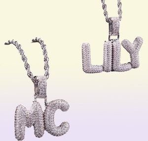 Az nome personalizado letras pequenas colares pingente charme men039s zircon hip hop jóias com 4mm ouro prata corda chain62662362250947