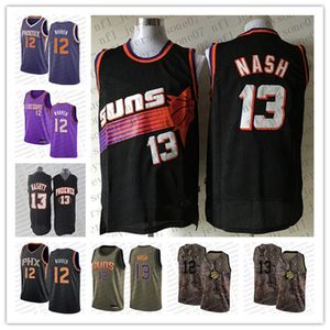 Personalizado Mens mulheres jovens phoenix''Suns''12 T.J.''Warren 13 Steve''Nash Vintage camisa de basquete verde camo