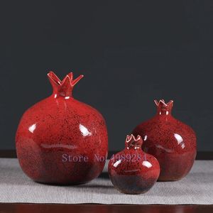 Creatività Vaso in ceramica Melograno rosso Disposizione dei fiori Accessori Vaso di fiori Ornamenti decorativi Decorazione domestica moderna 240105