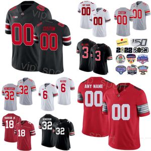 Mans College Football Ohio State Buckeyes 32 TreVeyon Henderson Jersey 19 Chip Trayanum 18 Marvin Harrison Jr 8 Cade Stover Miyan Williams Kyle McCord University