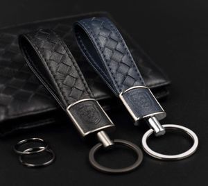 Luxury Zinc Alloy Keychains Fashion Design Unisex Weaving Leather Keyrings Solid Color Cowhide Keychain Men Women Key Rings BirthD2956000