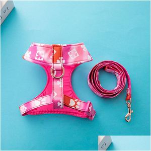 Dog Collars Leashes Designer Harness Set With Classic Letter Pattern Brand Vest For Small Dogs Adjustable Step In Puppy Harnesses Dhtld