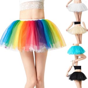 Юбки, нижняя юбка из полиэстера, красочный костюм для девочек, радужное платье-пачка для маленьких девочек, пышное платье-пачка для дам