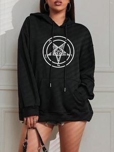 Kadın Hoodies Pentagram Gotik Gizli Şeytan Baskılı Kadınlar All-Match Street Style Kadın Külver Günlük Giyim Harajuku Unisex Tops