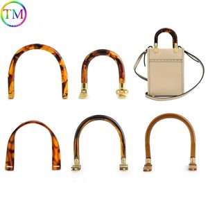 Tortoiseshell Unique Resin Handle Amber Round Fashion Ushaped Handles Bags Handbags Handmade DIY Craft Bag Accessory 240105