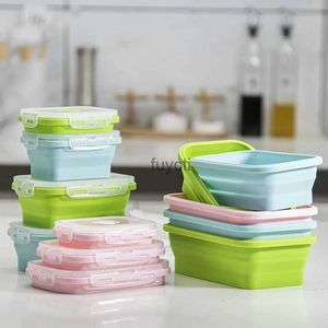 Bento Boxes Collapsible Silicone Food Container Portable Bento Containers Lunch Box Microware Home Kitchen Outdoor Food Storage YQ240105