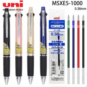 Japan UNI JETSTREAM Multi-function Pen Four Color Ballpoint PenPencil MSXE5-1000 Anti Fatigue Smooth 0.38mm School Supplies 240105