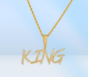 Hiphopカスタム名Soild Brush Font Lettersペンダントネックレス24インチロープチェーンゴールドシルバーBling Zirconia Men Jewelry28791931199