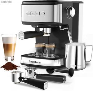 Koffiezetapparaten Espressomachine 20 BarEspresso Koffiezetapparaat met Melkopschuimer StoompijpjeSemi-automatische Espressomachine met Dubbel mondstuk | VS | NIEUWL240105