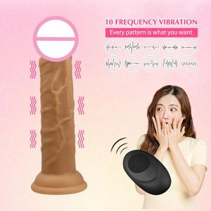 Föremål massage fjärrkontroll dildo vibrator hudkänsla penis 10 lägen kvinnlig masturbator vagina gspot stimulator vuxen sex leksaker för w