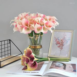 Dekoratif Çiçekler 35cm Çin tarzı yapay yumuşak kauçuk el buket lotus çiçeği Dekorasyon Ev ve düğünler