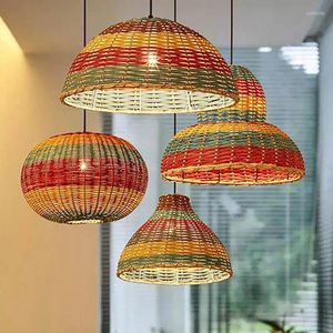 Pendant Lamps ARTURESTHOME Colorful Rattan Chandelier Japanese Handmade Lampshade Personalized Zen And Lanterns Hanging Ceiling Lamp