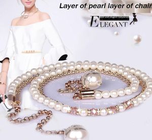 Feimu Allmatch Pearl Belly Chain Women Crystal Diamond Thin Belt OnePiece Dress Descoration Accessories Strap3007427