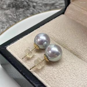 Orecchini pendenti Splendidi orecchini di perle grigie argento rotonde dei Mari del Sud da 8-9 mm in argento 925