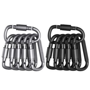 6x aluminiumlegering ryggsäck carabiner nyckelchain utomhus camping vandring d-ring snäpp klipp lås spännkrok vatten flaskkokare krok 240104