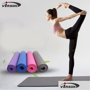 Yogamattor 183x61cm Högdensitet Ekovänlig anpassad tryck NBR-matta för nybörjare Fitness Träning Tastlös Gymplattor Drop Delivery SPO DHDPA