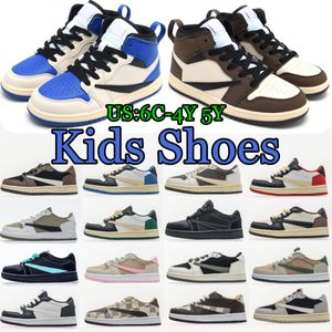 1s Kids Shoes 4Y 5Y Criança Sapatilhas Jumpman Meninos Meninas Preto Fantasma Olive Reverse Mocha Treinadores Infantis Criança Juventude Bebê Basquete Rosa Designer Sapato