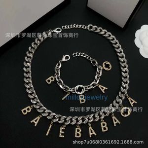 designer choker necklace G-letter bb Necklace with Full Diamond for Men and Women Co branded English Heavy Industry Exaggerated Brass Chain Fashionable Trend