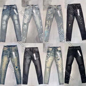 Luxuriöse Herren-Jeans, Lila, Markenjeans, Damen-Designer-Jeans für Herren, Store, schwarzes Loch, Röhrenjeans, Motorrad, trendiges, zerrissenes Patchwork-Loch, ganzjährig, schmale Beine, 12HH