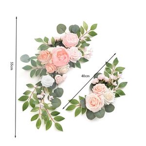 2st Artificial Wedding Flowers Hanging Garland Välkommen skylt Bakgrund Party Decoration Arches Fake Flowers Window Display Floral 240105