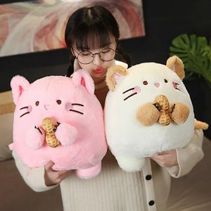 1pc 3045cm Lovely Fat Mouse with Peanut Stuffed Cute Rat Plush Toys for Children Soft Animal Cartoon Pillow Kids Year Gift 240105