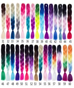 Kanekalon Synthetic Braiding Hair 24inch 100g Ombre Two Tone Color Jumbo Braid Hair Extensions 60colorsオプションの安いXpression B9097124