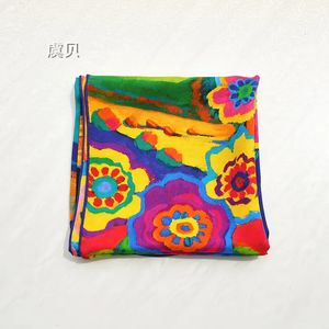 Colorful printed natural silk scarf for women 100% real silk soft high quality big square wrap bandana shawl gift for lady girl 240106