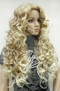 Wigs free shipping beautiful charming hot New Fashion new hot fashion sexy charming blonde mix long curly woman's full thick wig