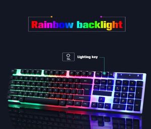 LED Backlight USB Wired Mecânico Gamer Keyboard Mouse Kit 1200DPI 104 Keycaps para computador PC Laptop5586264