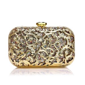 Diamant-Hochzeits-Clutch-Geldbörse, luxuriöse Damen-Handtasche, Design, Party-Umhängetasche, Blumen-Aushöhlungsmuster, Damen-Abend-Nacht-Tasche 240106