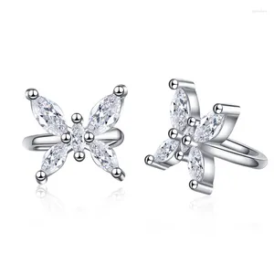 Backs Earrings Girls' Lovely Bowknot Clip Shiny Zirconia Stone Prong Butterfly Cuff Earring Charming Small Jewelry For Women