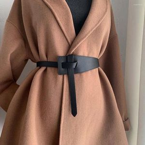 Gürtel Schwarz Persönlichkeit Mantel Pullover Rock Dekorationen Geknotet Taille Strap PU Leder Gürtel Frauen Bündchen Korsett