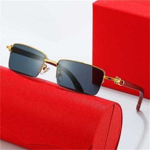 12% zniżki na okulary przeciwsłoneczne Nowy metal z drewnianą pudełko na nogi moda osobowość płaskie lustro para okulary przeciwsłonecznej nowa