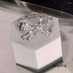 Pierścionki klastra Pierścień Białego złota Mosan Diamond Wedding/zaręczyny/rocznica/urodziny/imprezę/prezent walentynkowy
