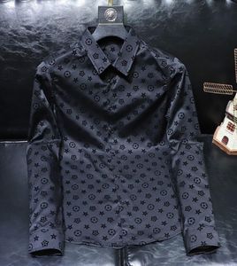 Designer de luxo masculino camisas casuais vestido camisa atlético fino ajuste manga longa casual botão para baixo camisa de negócios dos homens topos roupas