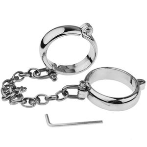 Handcuffs Ankle Cuff Oval Type Metal Bondage Lock BDSM Fetish Wear With Chain Sex Games Slave Restraints Couples 240106