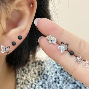 Stud Earrings 6Pairs/Set Delicate Ink Flower Butterfly Of Women Girls Simple Geometric Jewelry Gifts