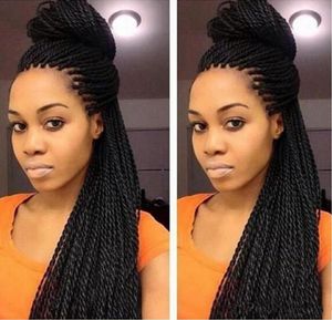 28inches Lace Front Braid Wigs For Black Women senegalese wig High Temperature Fiber Full Head Braiding Hair Black Wig5608354