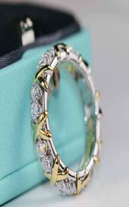 Luksusowa wysokiej jakości pierścionka z punkowego z diamentem w 18 -karatowym złotym X Słowa dla kobiet Prezent biżuterii ślubnej z Velet Bag PS3757996891