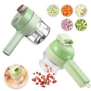 Upgrade 4in1 Electric Vegetable Cutter Slicer Set Garlic Mud Masher Crusher Multifunctional Chopper Food Processor Mixer 240106