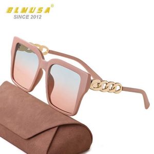 BLMUSA 2022 NYA Fashion Chain Solglasögon Kvinnor Trendiga Sun Woman's Decorative Glasses Brand Designer Style Eyewear UV400 0928178G