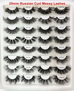 25mm Russian Volume Eyelashes Extension Reusable Fluffy Thick Messy Full Strip Lash Dramatic 3D Fluffy Faux Mink Lashes3427068