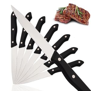 6/8 st rostfritt stål middagsknivar set skarp stek knivfrukt knivar västra kniv restaurang bord kniven servis uppsättning 240106