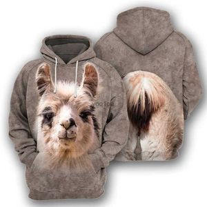 Herrtröjor tröjor roliga söta alpaca fram bak 3D tryckta hoodie djur hoodies ficka vuxna tonåringar pojkar flickor avslappnad tröja